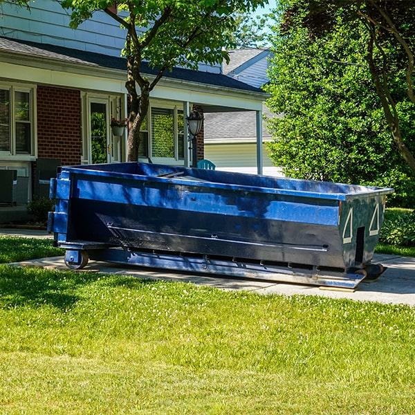 residential dumpsters can be placed on a driveway or yard, but safety measures need to be required to avoid damage to the property